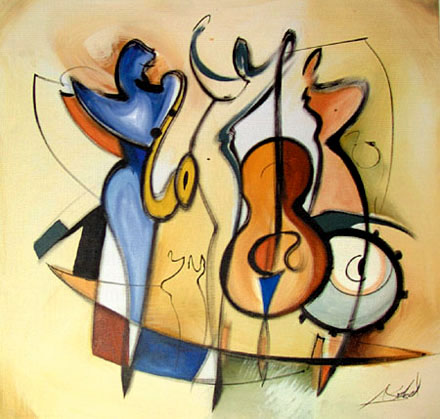 JAZZ TRIO painting - Alfred Gockel JAZZ TRIO art painting